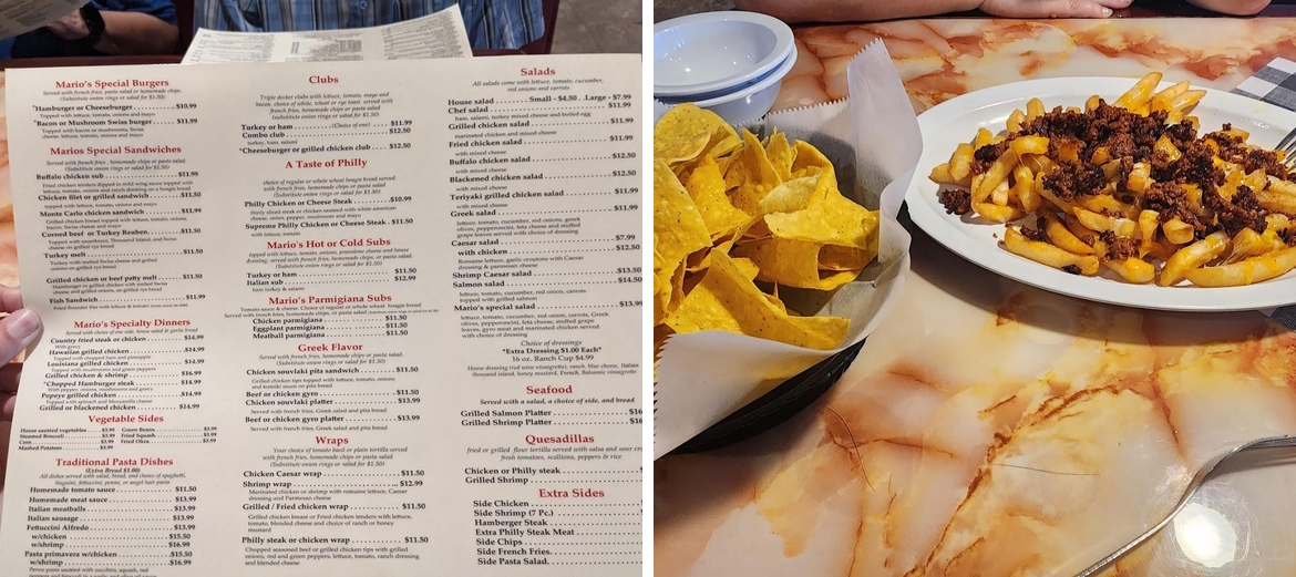 Mario's restaurant Menu