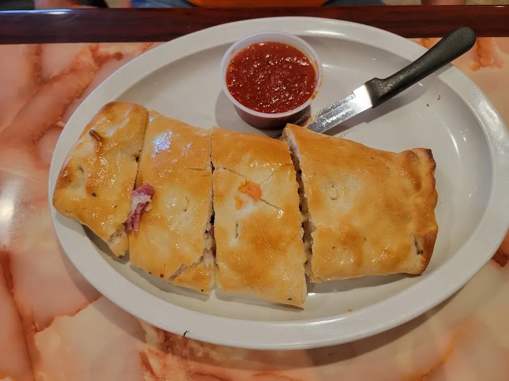 Calzone and Garlic Bread
